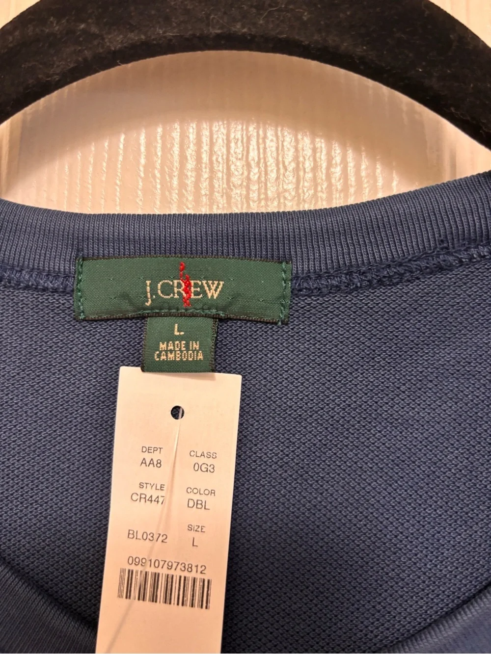 NWT J.Crew Washed Piqué Long-Sleeve Pocket T-Shirt in Dusky Blue